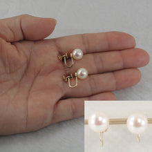 Load image into Gallery viewer, 1000720-14k-Gold-French-Screw-Back-None-Pierced-White-Pearl-Earrings