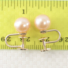 Load image into Gallery viewer, 1000722-14k-Gold-French-Screw-Back-None-Pierced-Pink-Pearl-Earrings