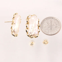 Load image into Gallery viewer, 1000764-14k-Gold-Hand-Crafted-Genuine-White-Biwa-Pearl-Stud-Earrings