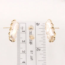 Load image into Gallery viewer, 1000764-14k-Gold-Hand-Crafted-Genuine-White-Biwa-Pearl-Stud-Earrings