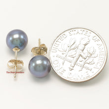 Load image into Gallery viewer, 1000791-High-Luster-Black-Cultured-Pearl-Stud-Earrings-14k-Yellow-Gold