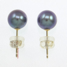 Load image into Gallery viewer, 1000791-High-Luster-Black-Cultured-Pearl-Stud-Earrings-14k-Yellow-Gold