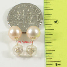 Load image into Gallery viewer, 1000792-14k-Yellow-Gold-High-Luster-Peach-Cultured-Pearl-Stud-Earrings