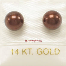 Load image into Gallery viewer, 1000793-14k-Yellow-Gold-High-Luster-Chocolate-Cultured-Pearl-Stud-Earrings