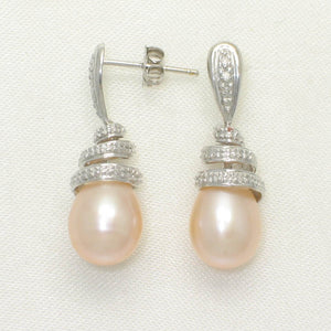 1000807-14k-White-Gold-Diamonds-Peach-Pearl-Dangle-Stud-Earrings