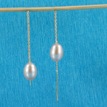 Load image into Gallery viewer, 1000824-14k-Gold-Threader-Chain-Lavender-Pearl-Earrings