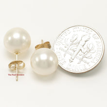 Load image into Gallery viewer, 1000840-High-Luster-AAA-9.5-10mm-White-Pearl-Stud-Earrings-14k-Yellow-Gold