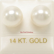 Load image into Gallery viewer, 1000840-High-Luster-AAA-9.5-10mm-White-Pearl-Stud-Earrings-14k-Yellow-Gold