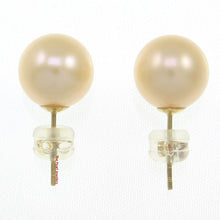 Load image into Gallery viewer, 1000842-High-Luster-AAA-9.5-10mm-Peach-Pearl-Stud-Earrings-14k-Yellow-Gold