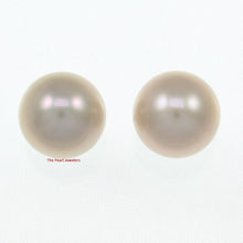 Load image into Gallery viewer, 1000844-14k-Yellow-Gold-High-Luster-AAA-9.5-10mm-Lavender-Pearl-Stud-Earrings