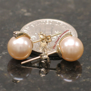 1000872-14k-Yellow-Gold-Diamond-Genuine-Peach-Cultured-Pearl-Stud-Earrings