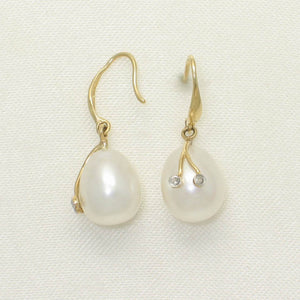 1000890-14k-Yellow-Gold-Diamond-Genuine-White-Freshwater-Pearl-Hook-Earrings