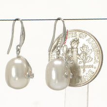 Load image into Gallery viewer, 1000895-14k-White-Gold-Diamond-Genuine-White-Freshwater-Pearl-Hook-Earrings