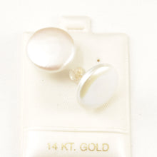Load image into Gallery viewer, 1000950-14k-Yellow-Gold-Genuine-Large-White-Coin-Pearl-Post-Stud-Earrings