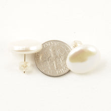 Load image into Gallery viewer, 1000970-14k-Yellow-Gold-Genuine-15mm-White-Coin-Pearl-Post-Stud-Earrings