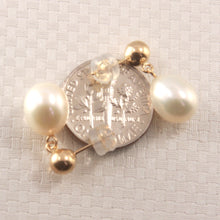 Load image into Gallery viewer, 1001010-14k-Yellow-Gold-Raindrop-White-Pearl-Dangle-Stud-Earrings