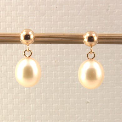 1001012-14k-Yellow-Gold-Raindrop-Peach-Pearl-Dangle-Stud-Earrings