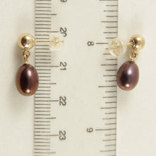 Load image into Gallery viewer, 1001011-14k-Yellow-Gold-Raindrop-Black-f/w-Pearl-Dangle-Stud-Earrings