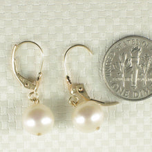Load image into Gallery viewer, 1001020-14k-Yellow-Gold-Leverback-Genuine-White-Cultured-Pearl-Dangle-Earrings
