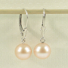 Load image into Gallery viewer, 1001027-14k-White-Gold-Leverback-Genuine-Pink-Cultured-Pearl-Dangle-Earrings