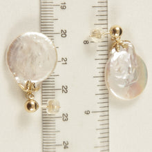 Load image into Gallery viewer, 1001100-14k-Yellow-Gold-Large-Baroque-Coin-Pearl-Dangle-Stud-Earrings