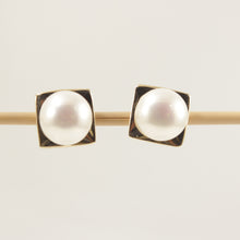 Load image into Gallery viewer, 1001390-White-Freshwater-Pearl-Earrings-9.5-10mm-14k-Yellow-Gold