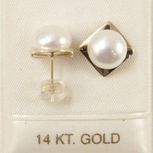 Load image into Gallery viewer, 1001390-White-Freshwater-Pearl-Earrings-9.5-10mm-14k-Yellow-Gold