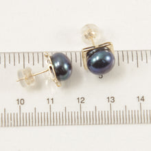 Load image into Gallery viewer, 1001391-Collection-9.5-10mm-Black-Pearl-Stud-Earrings-14K-Yellow-Gold