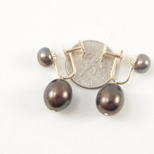 Load image into Gallery viewer, 1001721-14k-Gold-French-Screw-Back-None-Pierced-Black-Pearl-Earrings