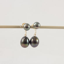Load image into Gallery viewer, 1001721-14k-Gold-French-Screw-Back-None-Pierced-Black-Pearl-Earrings