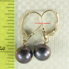 Load image into Gallery viewer, 1001804-14k-Yellow-Gold-Leverback-Eggplant-Cultured-Pearl-Dangle-Earrings