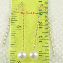 Load image into Gallery viewer, 1001820-14k-Yellow-Gold-Threader-Chain-White-Cultured-Pearl-Drop-Earrings