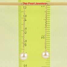 Load image into Gallery viewer, 1001824-14k-Yellow-Gold-Threader-Chain-Pink-Cultured-Pearl-Drop-Earrings