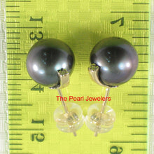 Load image into Gallery viewer, 1001871-14k-Yellow-Gold-Gray-Cultured-Pearl-Diamond-Stud-Earrings
