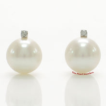 Load image into Gallery viewer, 1001875-14k-White-Gold-AAA-White-Cultured-Pearl-Diamond-Stud-Earrings