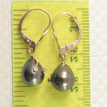Load image into Gallery viewer, 1001891-14k-Yellow-Gold-Diamond-Black-Cultured-Pearl-Leverback-Earrings