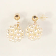 Load image into Gallery viewer, 1001910-14k-Yellow-Gold-White-Cultured-Pearl-Ball-Dangle-Stud-Earrings