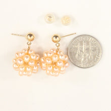 Load image into Gallery viewer, 1001912-14k-Yellow-Gold-Pink-Cultured-Pearl-Ball-Dangle-Stud-Earrings
