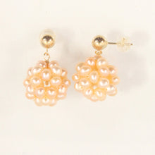 Load image into Gallery viewer, 1001912-14k-Yellow-Gold-Pink-Cultured-Pearl-Ball-Dangle-Stud-Earrings