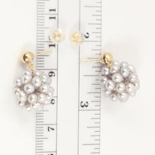 Load image into Gallery viewer, 1001914-14k-Yellow-Gold-Gray-Cultured-Pearl-Ball-Dangle-Stud-Earrings