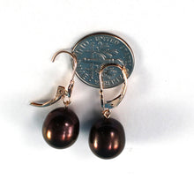 Load image into Gallery viewer, 1002023-14k-Rose-Gold- Eggplant -Freshwater-Pearl-Leverback-Earrings