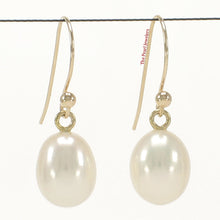 Load image into Gallery viewer, 1002630-14k-Yellow-Gold-Fish-Hook-Gold-Ball-White-Cultured-Pearl-Dangle-Earrings