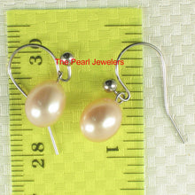Load image into Gallery viewer, 1002637-14k-White-Gold-Fish-Hook-Gold-Ball-Peach-Cultured-Pearl-Dangle-Earrings