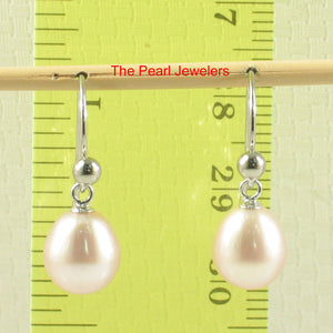 1002639-14k-White-Solid-Gold-Fish-Hook-Gold-Ball-Pink-Pearl-Dangle-Earrings