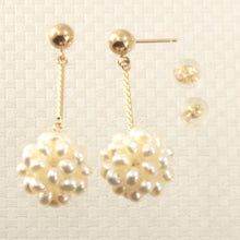 Load image into Gallery viewer, 1002910-14k-Yellow-Gold-Tube-White-Cultured-Pearl-Ball-Dangle-Earrings
