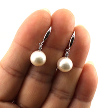 Load image into Gallery viewer, 1002925-14k-Gold-Diamond-White-Cultured-Pearl-Hook-Earrings