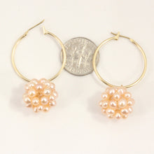 Load image into Gallery viewer, 1003592-14k-Yellow-Gold-Hoop-White-Cultured-Pearl-Ball-Hoop-Earrings