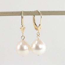 Load image into Gallery viewer, 1004020-14k-Gold-Leverback-White-Pearl-Dangle-Earrings
