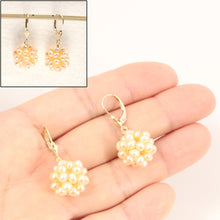 Load image into Gallery viewer, 1004032-14k-Yellow-Gold-Pink-Cultured-Pearl-Ball-Dangle-Leverback-Earrings