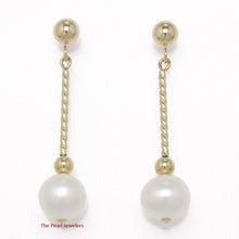 Load image into Gallery viewer, 1005000-14k-Yellow-Gold-Twist-Tube-Tin-Cup-White-Pearl-Dangle-Earrings